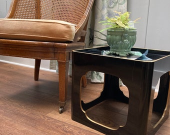Vintage Black and gold lacquer cube table