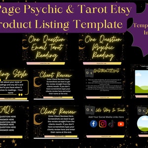 3 Done For You Etsy Tarot Product Listing Template | Tarot Card Mockup | Tarot Reading Etsy Template | Psychic Reading Etsy Template