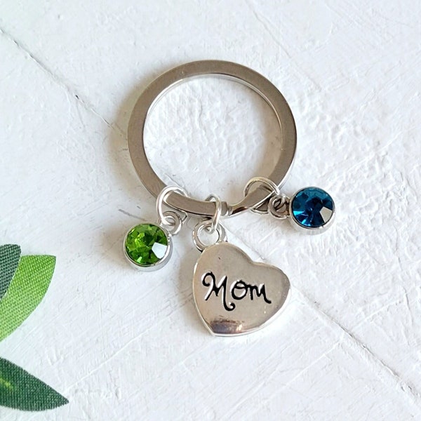 Birthstone Keychain for Mom-Mother's Day Gift for Mom-Mama Keychain-Mom Birthstone Jewelry-Gift for New Mom-Kids Birthstone