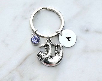 Sloth Keychain-Sloth Gift-Personalized Sloth Lover Gift-Sloth Keyring-Personalized Sloth Keychain-Cute Animal Keychain