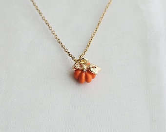 Gold Pumpkin Charm Necklace-Pumpkin Jewelry-Fall Lover Gift