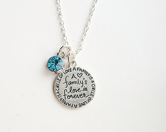 Personalized Necklace For Girls-A Family's Love is Forever-Necklace for Mom-Mom Family Necklace-Birthstone Necklace-Pendant Necklace