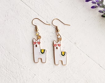 Llama Dangle Earrings, Alpaca Farm Jewelry Gift
