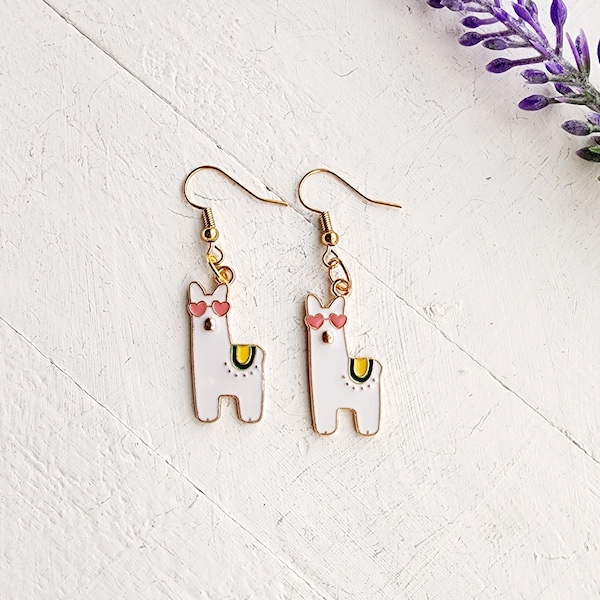 Llama Earrings-Llama Gift for Girls-Llama Dangle Earrings-Llama Jewelry-Alpaca Earrings-Alpaca Gift for Women-Llama Farm Gift