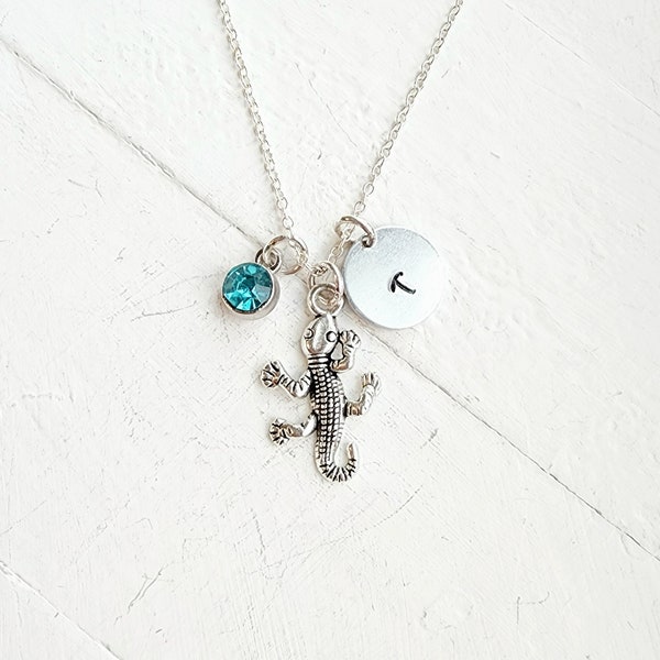 Personalized Gecko Necklace-Gecko Charm Necklace-Gecko Jewelry-Lizard Necklace-Lizard Lover Gift-Gecko Gifts-Girl and Boy Necklace