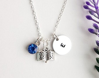 Book Necklace-Personalized Book Lover Gift for Women-Book Lover Gift-Book Club Gift-Necklace for Librarian-Gift for Teacher