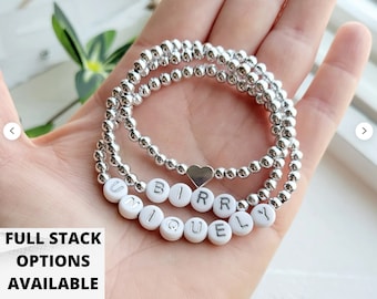 Silver Bracelet-Personalized Name Bracelet for Women-Custom Bracelet-Bracelet for Mom-Word Bracelet-Gift for Mom