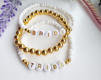 Bride Tribe Bracelet-Jewelry for Bride-Bridal Party Bracelet-Beaded Bracelet for Bride-Bachelorette Gifts-Bride Gift-Party Favor