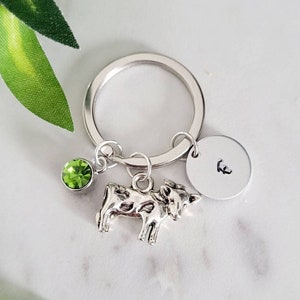 Cow keychain for Women-Personalized Cow keychain gifts-Farm animal Charm- Cow lover gift-Cow keychain for girls-Dairy Cow-Cow birthday gift