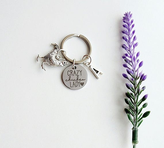 Chicken Keychain-Crazy Chicken Lady Gift-Funny Keychain for Women-Chicken Lover Gift-Homesteader Gift