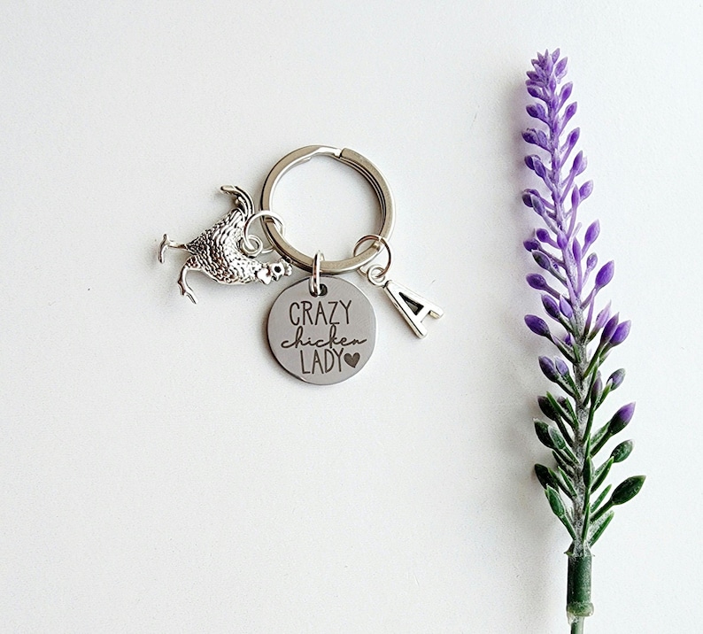 Chicken Keychain-Crazy Chicken Lady Gift-Funny Keychain for Women-Chicken Lover Gift-Homesteader Gift image 1