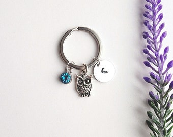 Owl Keychain-Owl Gift for Girls-Personalized Owl Jewelry-Gift for Owl Lover-Keychain Birthday Gift for Women-Owl Gift for Girls