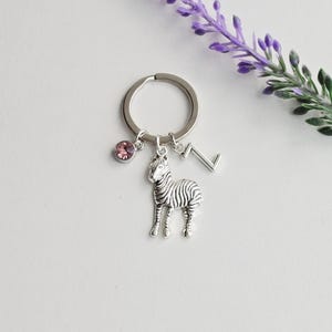 Zebra Keychain-Zebra Lover Gift-Safari Animal Keychain-Zebra Jewelry-Safari Theme Gift- Birthday Gift for Her