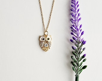 Gold Owl Necklace-Owl Lover Gift-Owl Charm Necklace-Owl Themed Gift-Necklace for Women