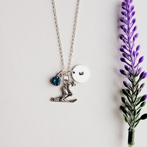 Skiing Necklace-Gift for Skier-Skiing Gift for Women-Winter Sports Gift-Womens Birthday Gift-Personalized Gift for Skier