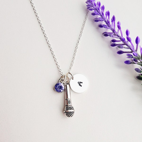 Microphone Necklace-Personalized Singer Necklace-Singer Gift-Musician Jewelry-Music Necklace for Singer-Choir Singer Gift-Gift for Musician