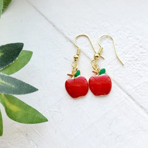 Apple Earrings for Teacher-Dangle Apple Earrings-School Teacher gift-Apple Charm Earrings-Gift for Teacher-Teacher Appreciation