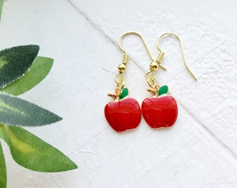 Apple Earrings for Teacher-Dangle Apple Earrings-School Teacher gift-Apple Charm Earrings-Gift for Teacher-Teacher Appreciation