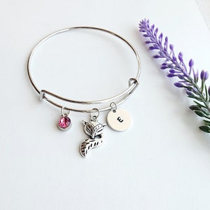 Fox Bangle Bracelet-Personalized Fox Gift-Fox charm bracelet for girls-Fox Gifts-Fox Jewelry-Fox gifts for women-Animal Bracelet