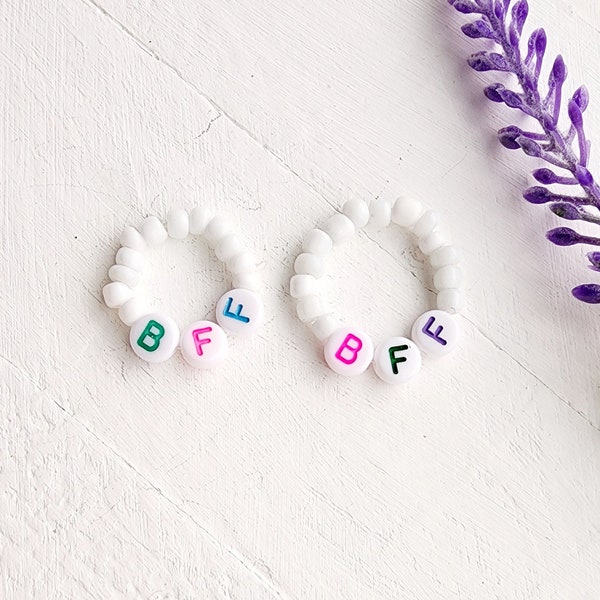 Stretchy Bead Ring-Bead Ring for Girls-BFF Bead Ring-Friendship Gift-Friendship Ring-Initial Ring