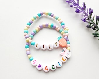 Easter Bracelet-Easter Gift for Girls-Easter Bunny Bracelet-Name Bracelet-Personalized Gift for Girls