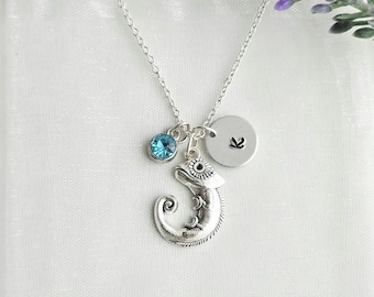 Personalized Chameleon Necklace-Lizard Necklace-Reptile Lover Gift