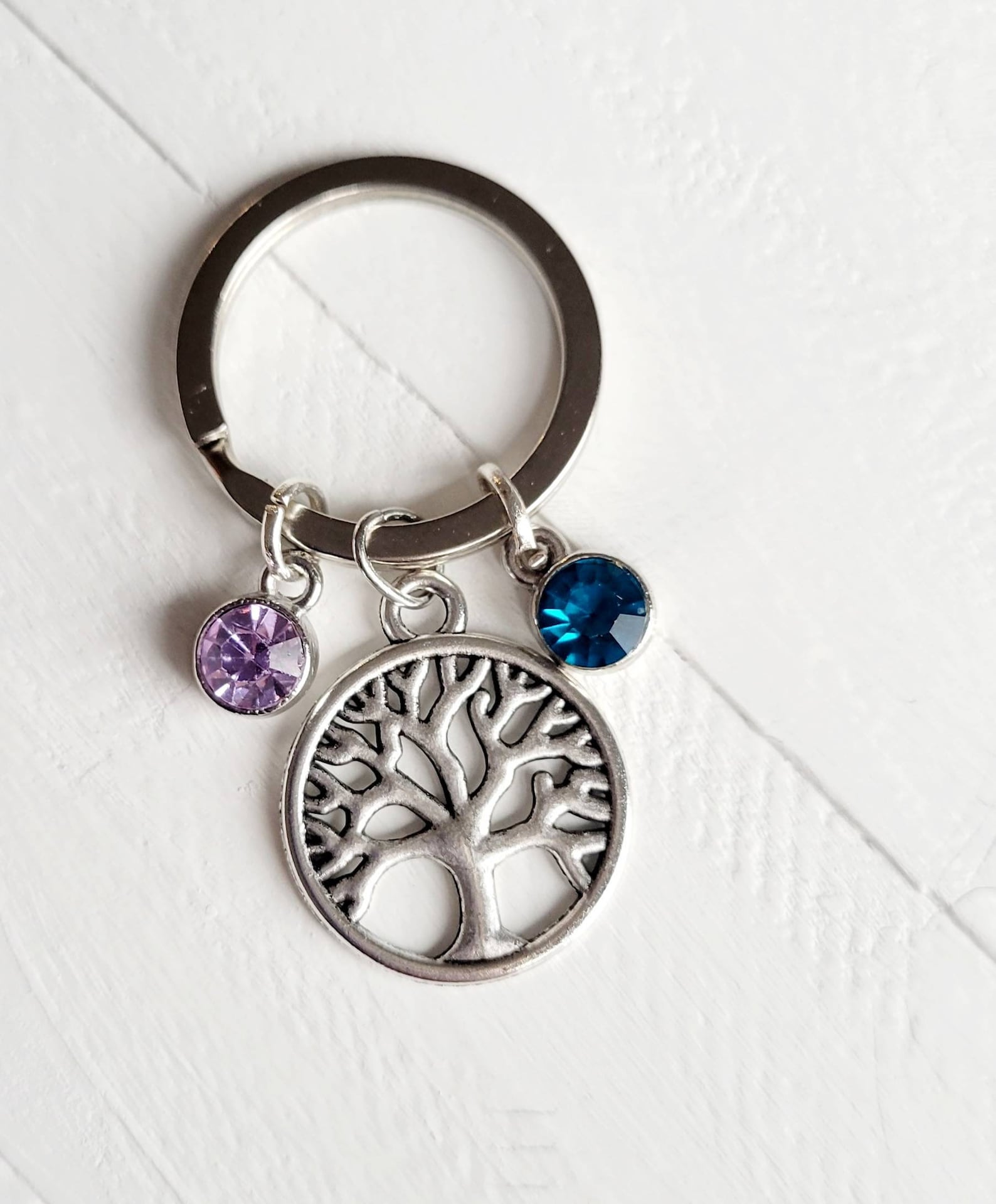 Birthstone Keychainfamily Tree Keychainpersonalized Etsy