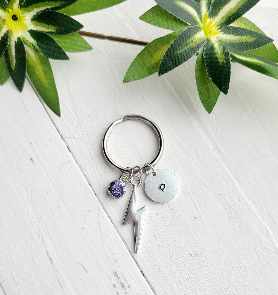 Lightning Bolt Keychain Personalized Lightning Bolt Etsy