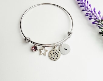 Zodiac Charm Bracelet-Constellation Bracelet-Zodiac Birthday Gift-Girls Birthday Gift-Birthstone Bracelet for Women