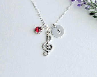 Treble Clef Necklace-Personalized Music Note necklace for women-Music Symbol Gift-Music Jewelry for girls-Musician's gift-Musical necklace