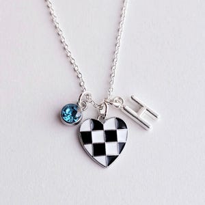 Checkered Flag Necklace-Personalized Racing Gift-Racing Necklace for Women-Moto Wife Gift image 2