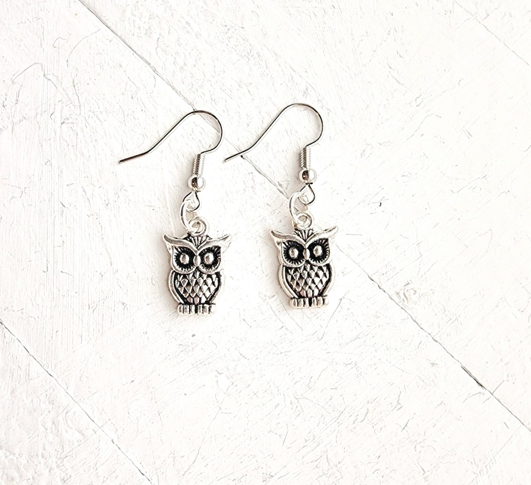 Owl Earrings Silverdangle Owl Earringsowl Earringsowl Jewelryowl