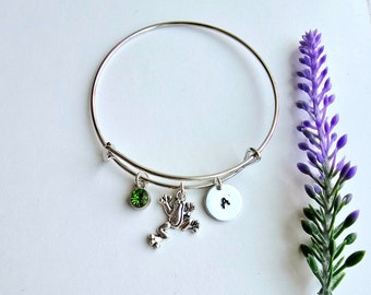Frog Charm Bracelet-Frog Jewelry for Women-Frog Lover Gift-Frog Gift for Girls-Personalized Frog Bracelet-Frog Gift