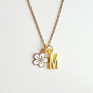 Personalized Flower Girl Gift-Flower Girl Necklace-Bridesmaid Gift-Wedding Party Gift for Girls-Flower and Initial Necklace