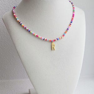 Bead Necklace for Girls-Beaded Initial Necklace-Jewelry for Girls-Toddler Necklace-Little Girls Necklace-Charm Necklace-Personalized Gift