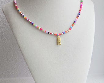 Bead Necklace for Girls-Beaded Initial Necklace-Jewelry for Girls-Toddler Necklace-Little Girls Necklace-Charm Necklace-Personalized Gift