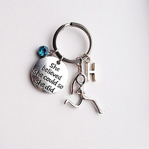 Motivational Keychain for Girls-Running Keychain-Gift for Runner-Cross Country Team Gift-Inspirational Sports Keychain