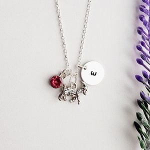 Goat Necklace for Girls-Gift for Goat Lover-Inital and Birthstone Necklace-Cute Goat Gift-Birthday Gift for Women-Custom Goat Necklace