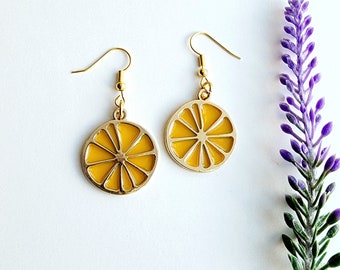Orange Slice Earrings-Orange Earrings-Fruit Earrings for Women-Fruit Dangle Earrings-Summer Jewelry-Fun Earrings