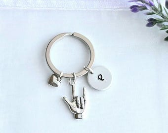 ASL Keychain-I Love You Keychain-Sign Language Keychain-Asl Gifts-I Love You Gift-Asl Jewelry