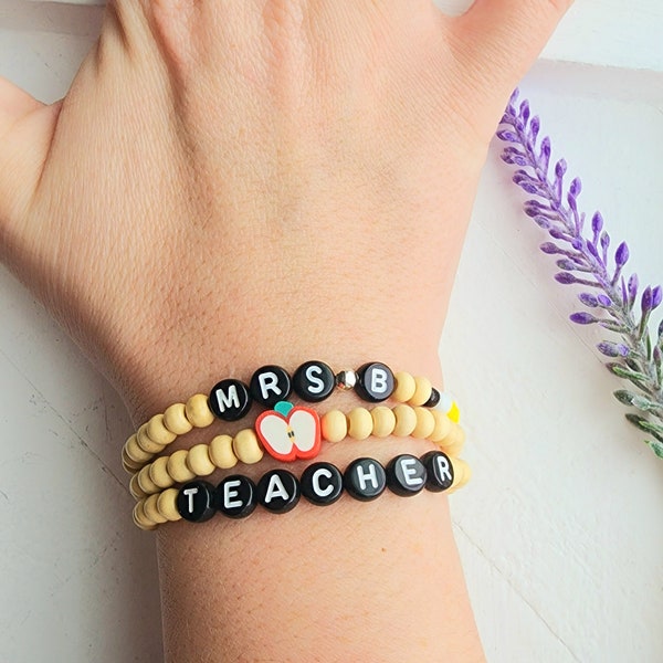 Personalized Teacher Bracelet-Teacher Appreciation Gift-Back to School Gift-New Teacher Gift-Bracelet for Teacher