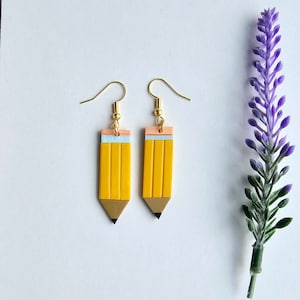 Teacher Earrings-Pencil Earrings for Teacher-Clay Earrings-School Teacher Gift-Gift for Teacher-Teacher Appreciation-Back to School