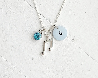 Music Note Necklace-Musical Symbol Necklace-Eighth Note Charm Necklace-Music Necklace for Girl-Music Jewelry-Gift for Musician-Music Teacher