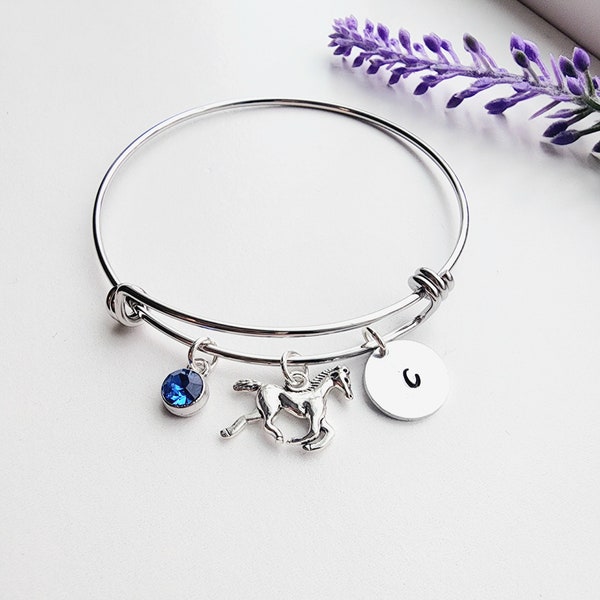 Horse Charm Bracelet for Girls-Horse Bracelet-Horse Trainer Gift-Rodeo Girl Bracelet-Horse Lover Gift-Personalizes Horse Jewelry