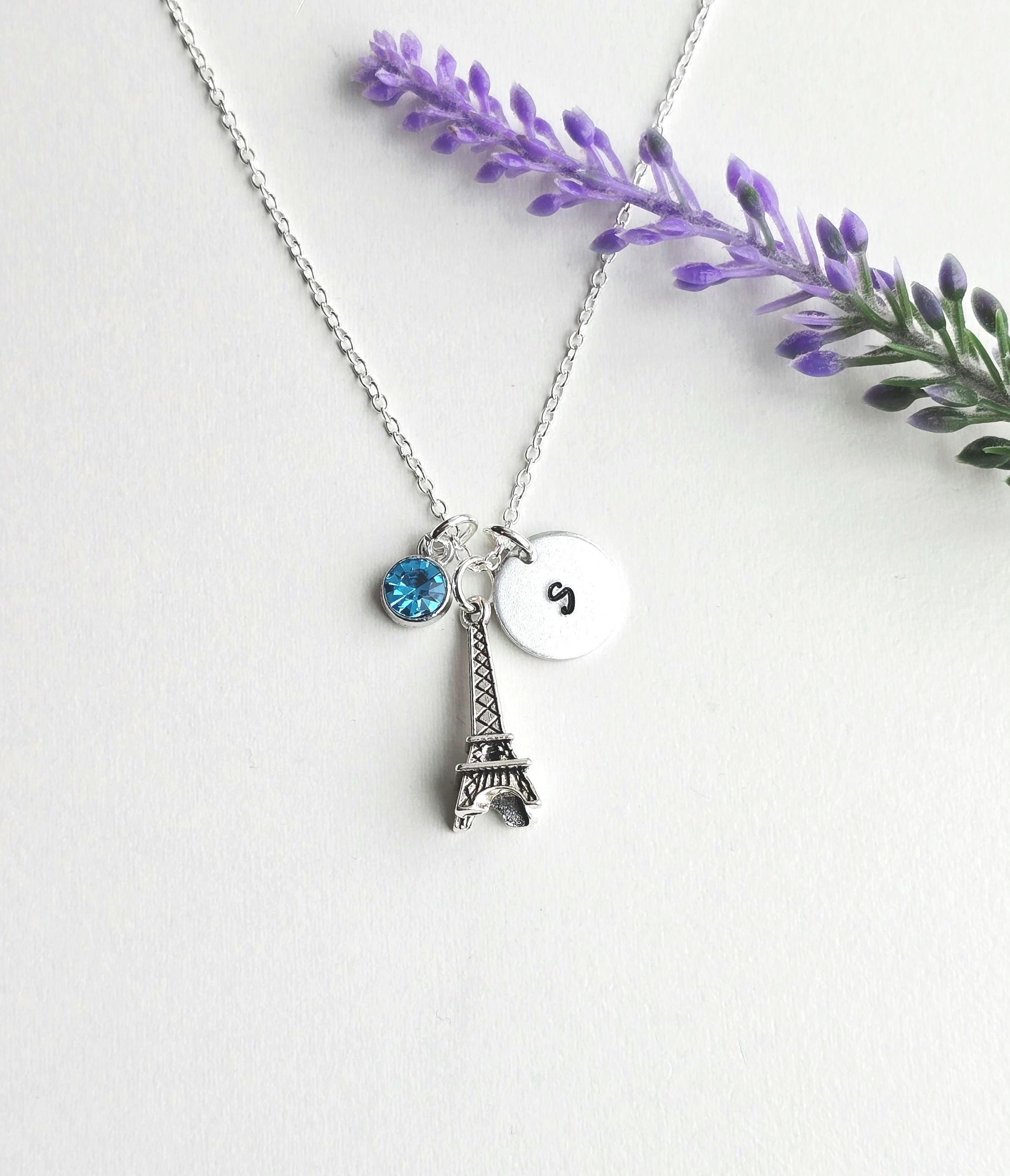 Jewelryboxes 3D Eiffel Tower Pendant Necklace – Silver Plated, Rhodium Finish, 18 Inch
