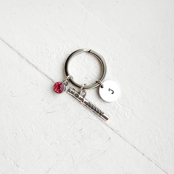 Personalized Flute Keychain-Flute Gift for Girls-Music Keychain-Flute Player Keychain-Gift for Band Member-Flute Jewelry for Her