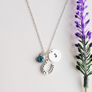 Silver Horseshoe Necklace-Horse Lover Gift-Personalized Charm Necklace-Horseshoe Gift for Girls-Necklace for Girls-Personalized Jewelry
