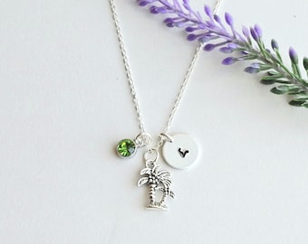Palm Tree Necklace-Beach Necklace-Florida Necklace-Vacation Gift-Tropical Beach Jewelry-Beach Lover Gift