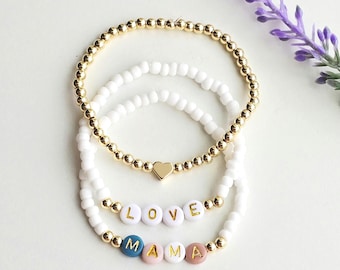 Beaded Name Bracelet-Personalized Bracelet for Mom-Mom Gift-Friend Gift-Custom Name Jewelry