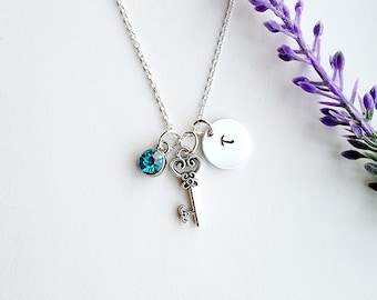 Personalized Key Necklace-Skeleton Key Necklace-Gift for Girls-Key Pendant-Key Gift for Women-Necklace for Girls-Valentines Gift